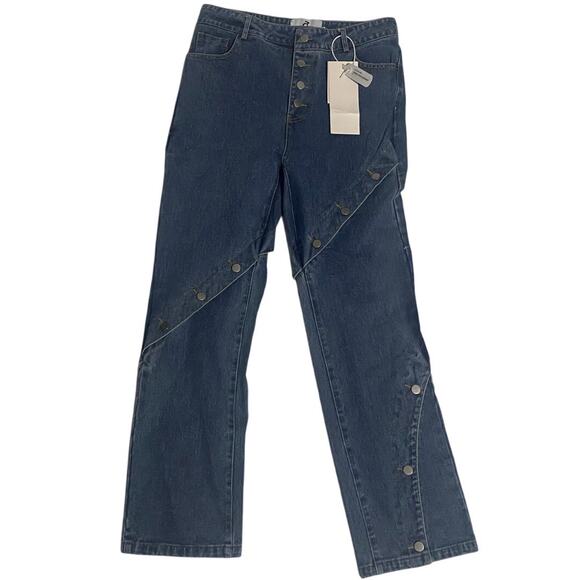 Korean Brand Argue Culture Spiral Button Straight Jeans - Picture 1 of 7